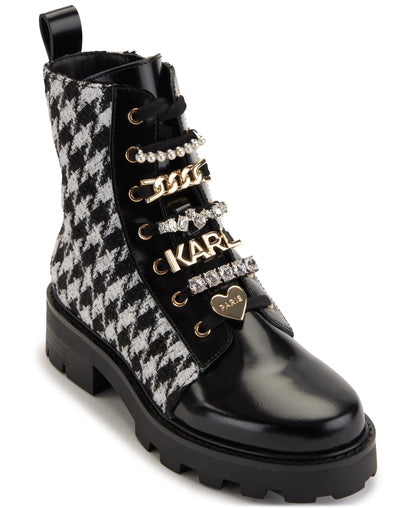 KARL LAGERFELD Women's Everyday Cold Weather Mela-Combat Boot