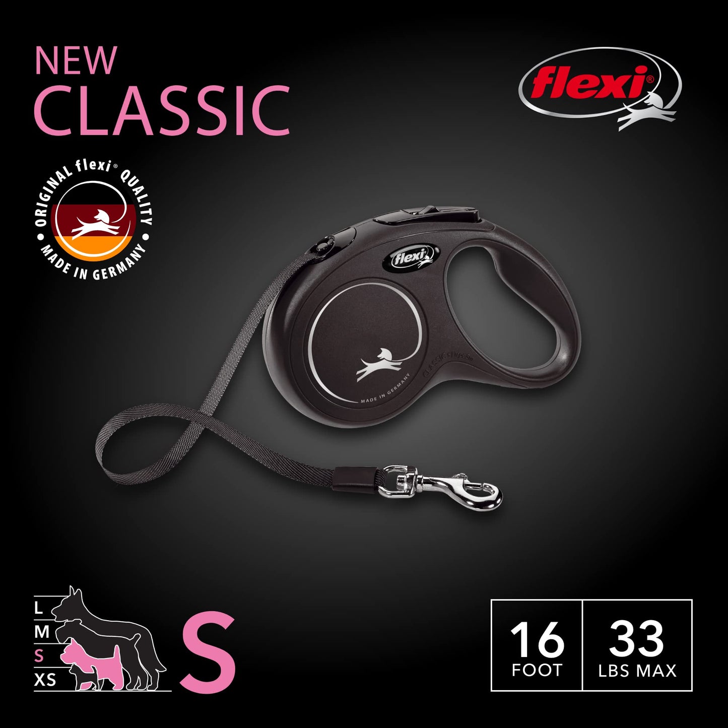 Flexi New Classic Tape Retractable Dog Leash for Dogs | Tangle Free Pet Walking