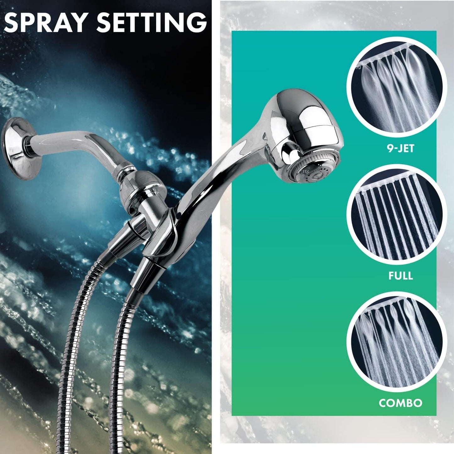 Niagara Conservation Earth Spa 3-Spray with 1.75 GPM 2.7-in. Wall Mount Handheld Shower Head in Chrome, 1-Pack | Bathroom Shower Head Sprayer with Pressure Compensation Technology