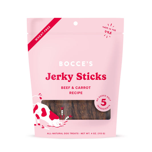 Bocce's Bakery All-Natural, Grazers Dog Treats, Wheat-Free, Limited-Ingredient, Jerky Sticks Made in The USA with No Added Salt, 4 oz