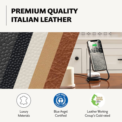 Courant Mag:2 Essentials Wireless Charging Stand - Belgian Linen, 2 in 1 Multi-Device Charger - Magnetic Stand for MagSafe iPhones with Charging Base for AirPod Cases