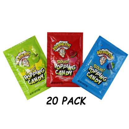 Warhead Popping Candy, Sour Pop Rocks Candy 0.33 Oz (Pack Of 20) (Assorted)