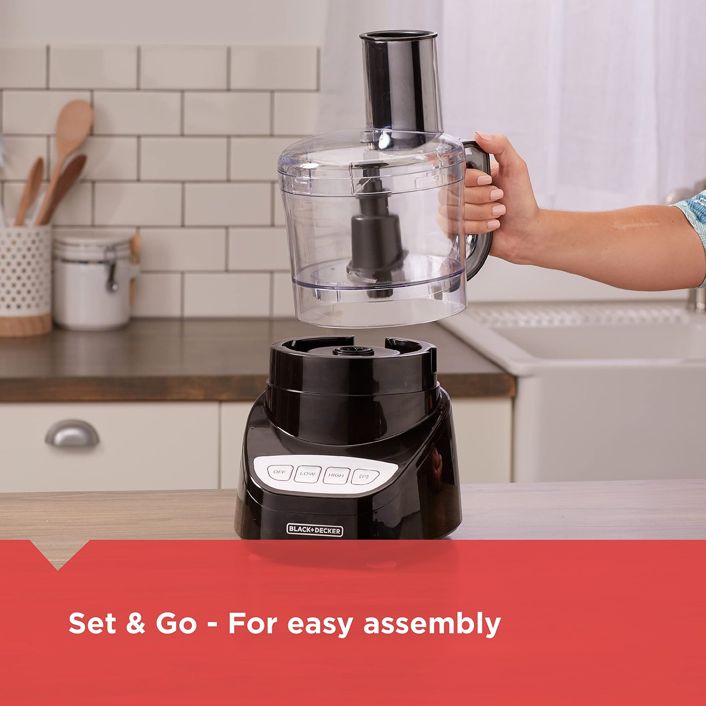 BLACK+DECKER 8-Cup Food Processor, Easy Assembly, Stainless Steel S-Blade, Shred