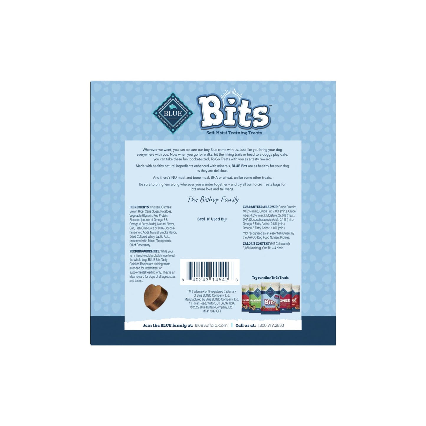 BLUE BUFFALO Bits Treats Bag Dog Support Cognitive Development