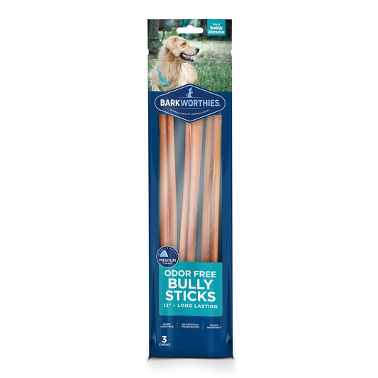 Barkworthies Odor-Free Bully Sticks - Healthy Dog Chews - Protein-Packed, Highly Digestible, All-Natural Rawhide Alternative Dog Treats - Promotes Dental Health