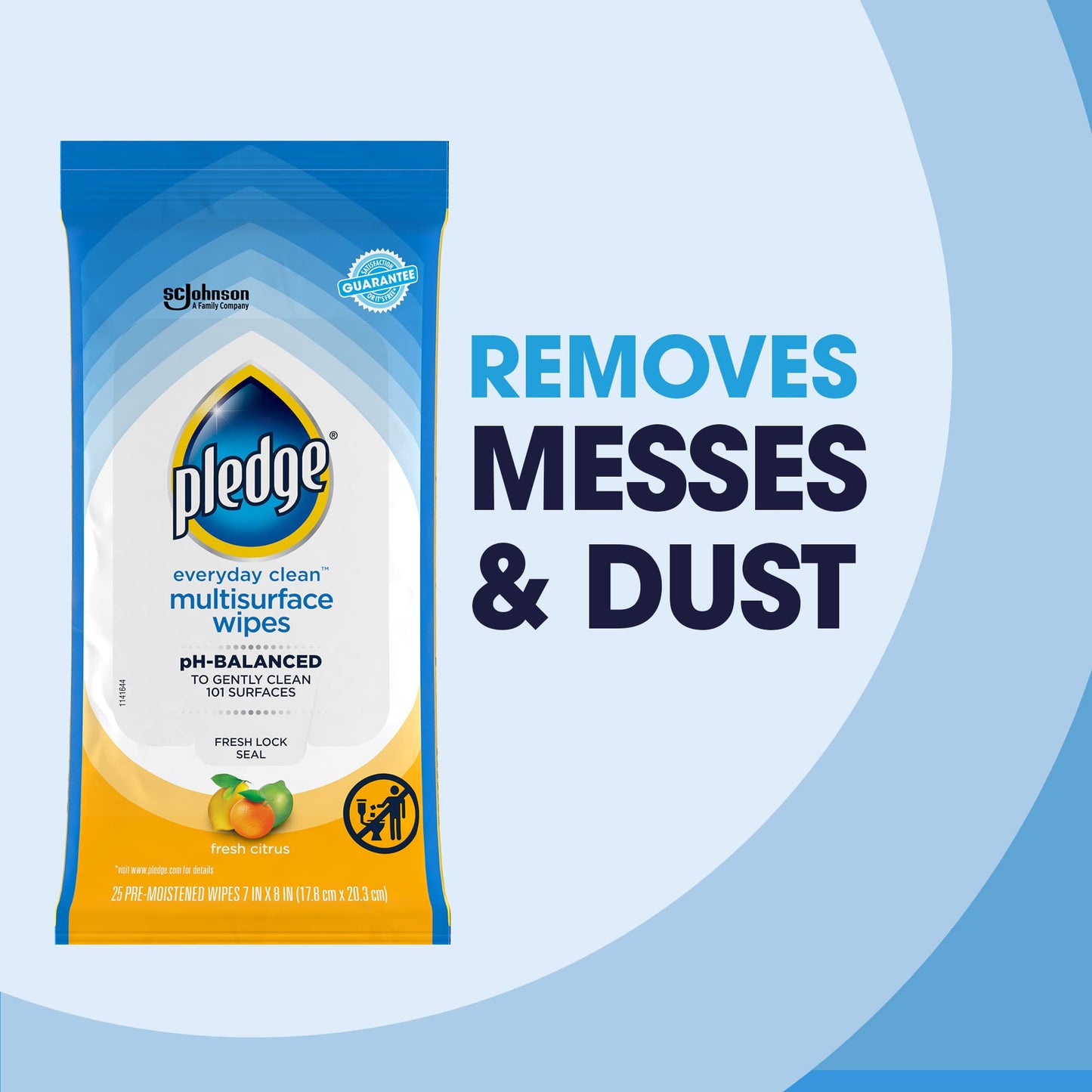 Pledge Multi-Surface Furniture Polish Wipes, Works on Wood, Granite, and Leather, Cleans and Protects, Fresh Citrus