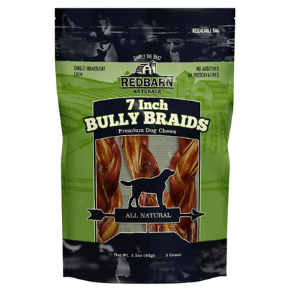 Redbarn 7" Braided Bully Sticks for Dogs. Natural, Grain-Free, Highly Palatable, Long-Lasting Dental Chews Sourced from Free-Range, Grass-Fed Cattle