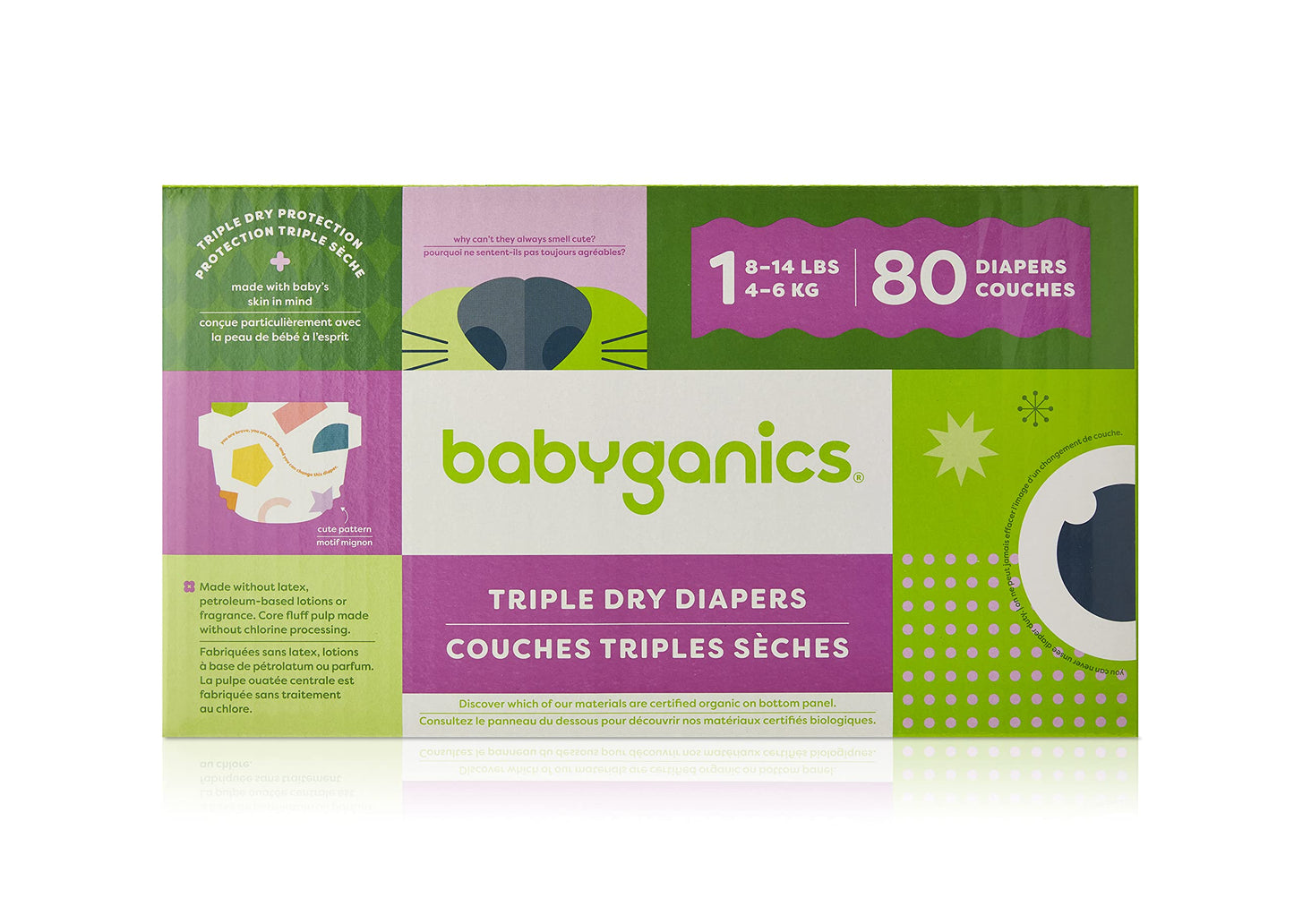 Babyganics Newborn Diapers, 32 Count, Absorbent, Breathable