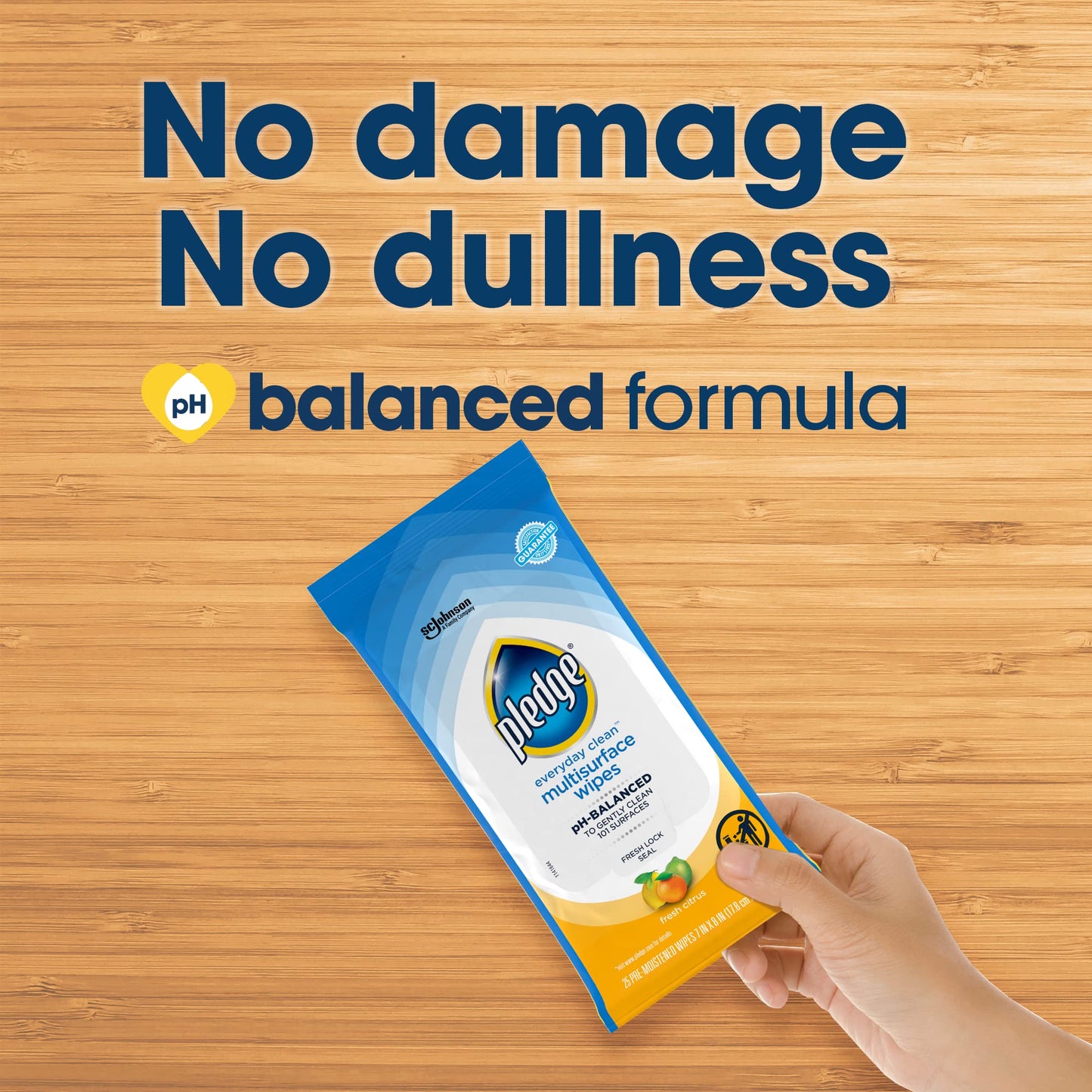 Pledge Multi-Surface Furniture Polish Wipes, Works on Wood, Granite, and Leather, Cleans and Protects, Fresh Citrus