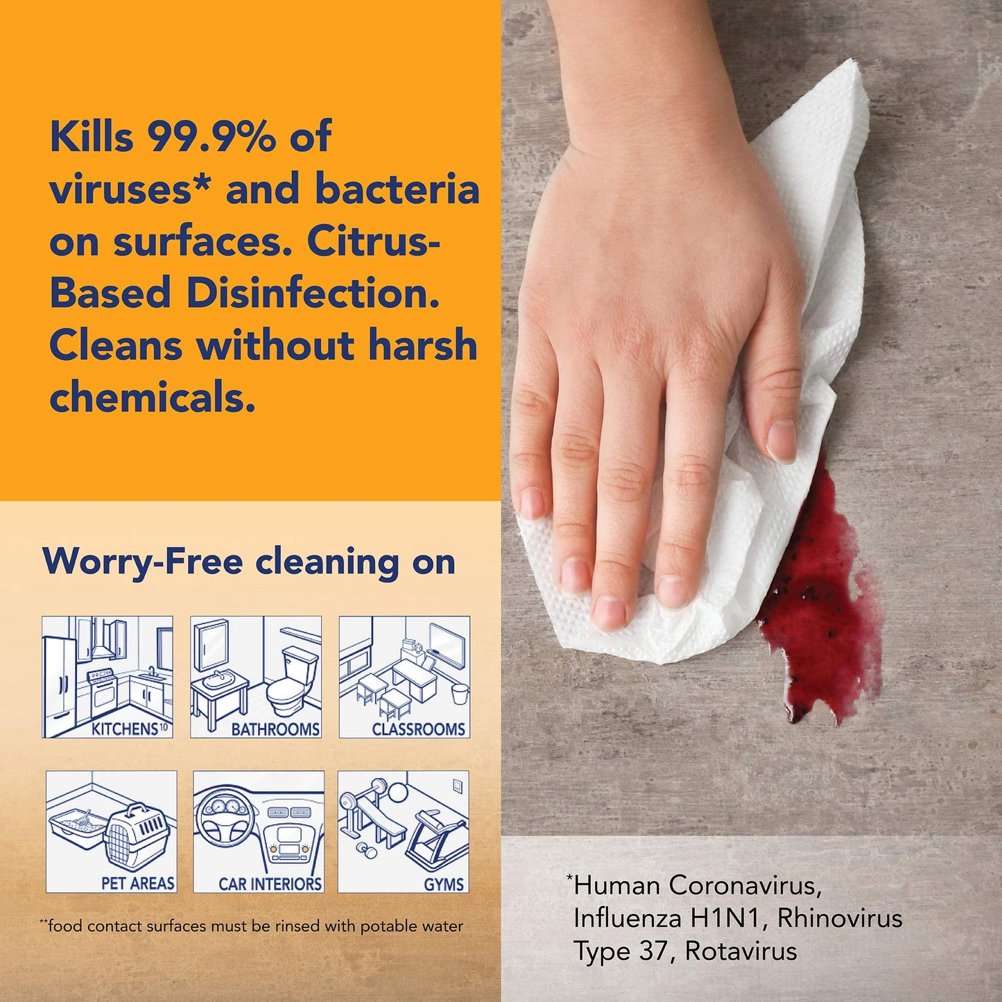 Arm & Hammer Essentials Disinfecting Wipes, Renewing Rain Scent, 40 Count, 8 Pack