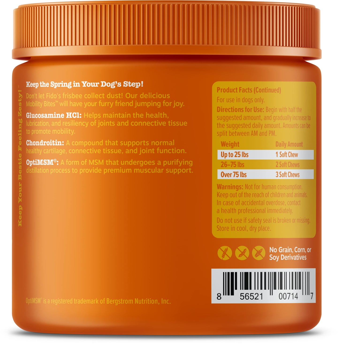 Mobility Bites for Dogs, Hip and Joint, All Ages, Duck, 90 Soft Chews, 12.7 oz (360 g), Zesty Paws