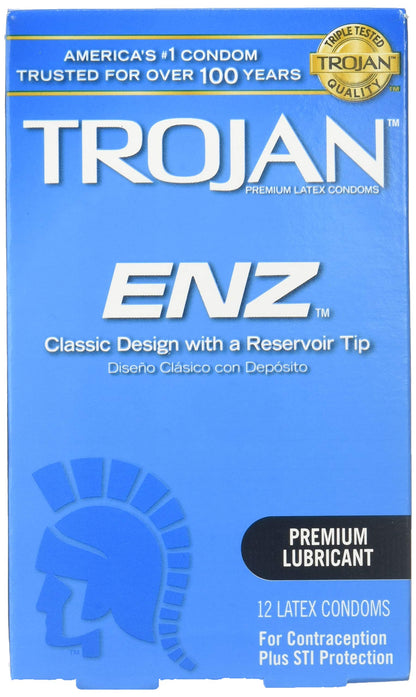 Trojan ENZ Premium Lubricant Latex Condoms - 12 ct, Pack of 3