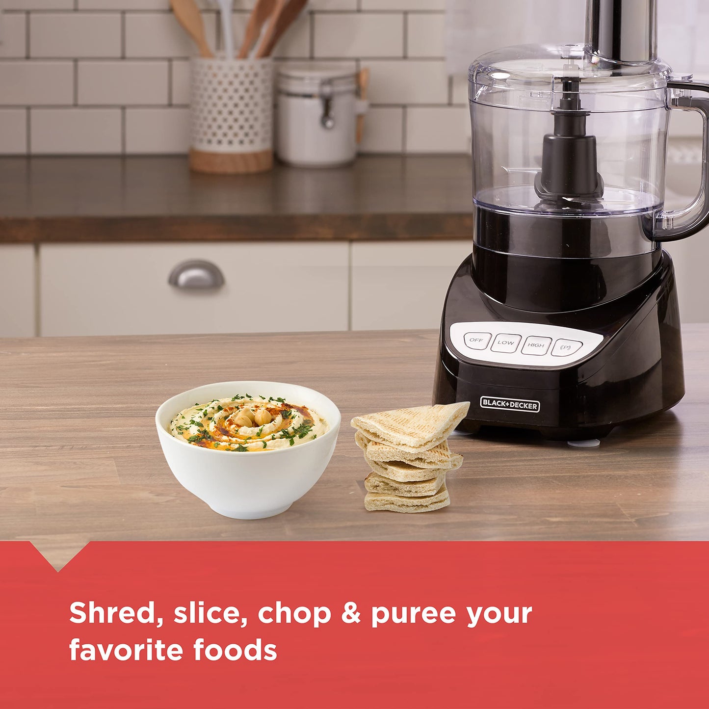 BLACK+DECKER 8-Cup Food Processor, Easy Assembly, Stainless Steel S-Blade, Shred