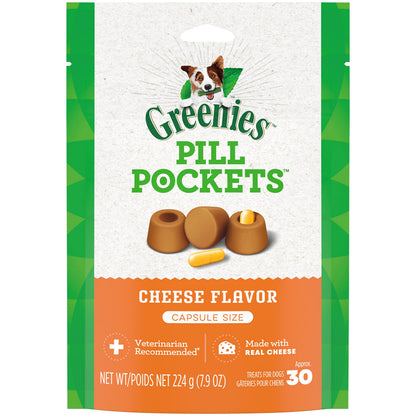 Greenies Pill Pockets for Dogs Capsule Size Natural Soft Dog Treats, Cheese Flavor