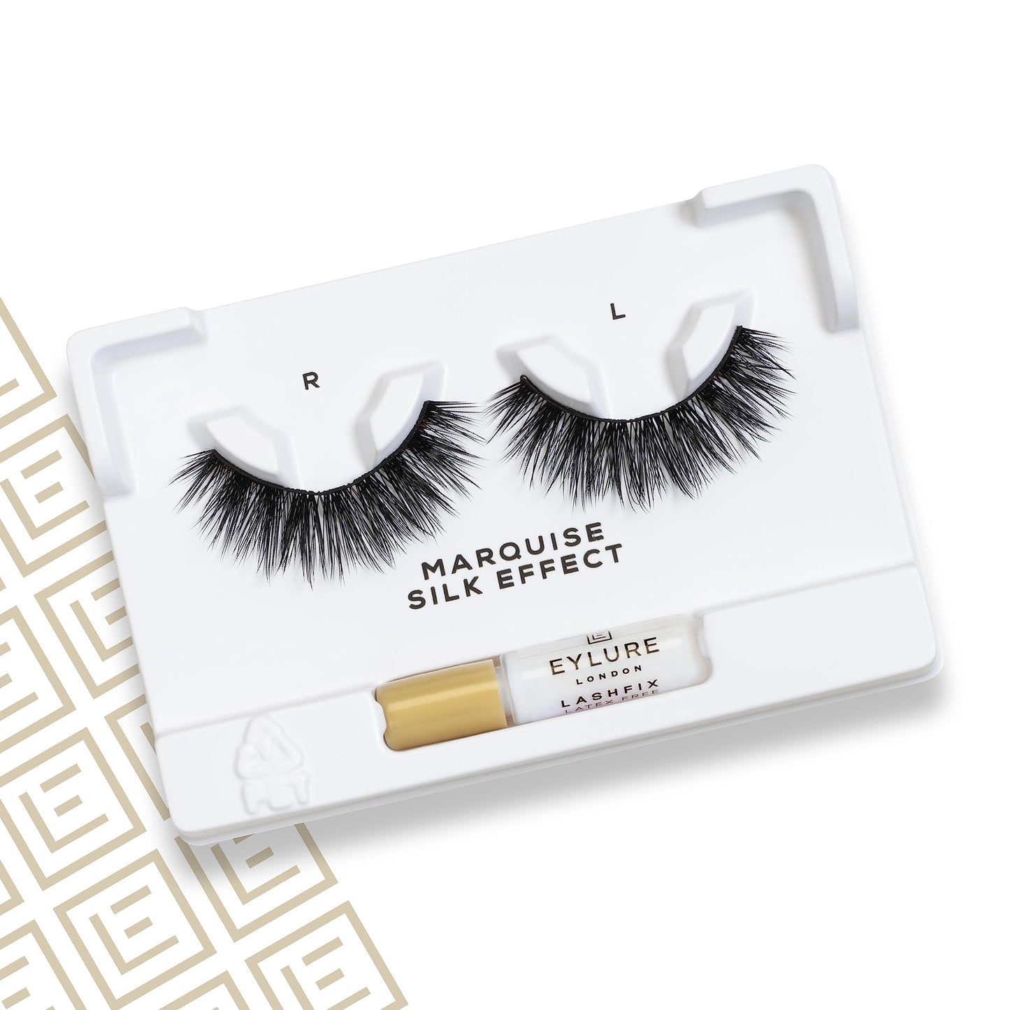 Eylure Luxe Silk Effect False Eyelashes, Marquise, Reusable, Adhesive Included, 1 Pair