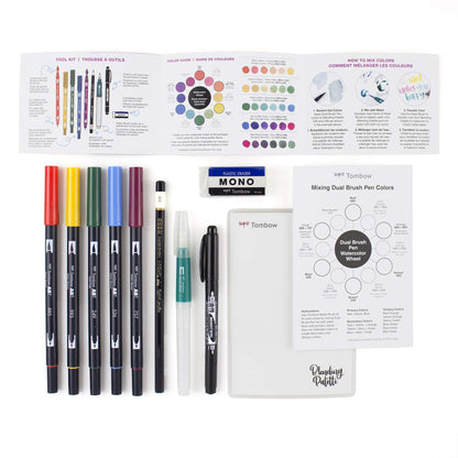 Tombow 56198 Watercolor Set. Includes Dual Brush Pens, Water Brush, Blending Palette, Guide, and More. Perfect for Beginner Watercolor Art!