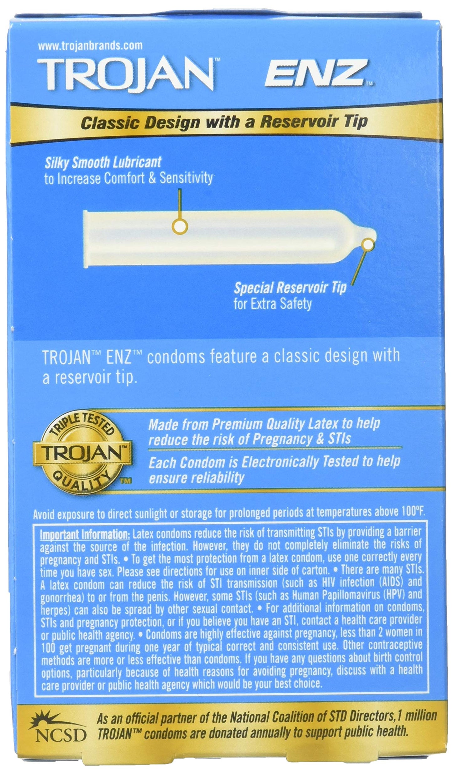 Trojan ENZ Premium Lubricant Latex Condoms - 12 ct, Pack of 3