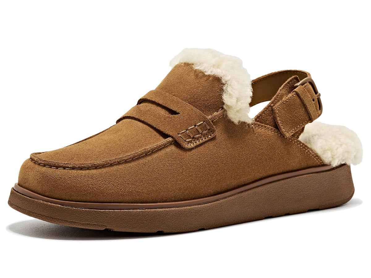 FitFlop Women's Gen-FF Suede Shearling Loafer Back-Strap Mules
