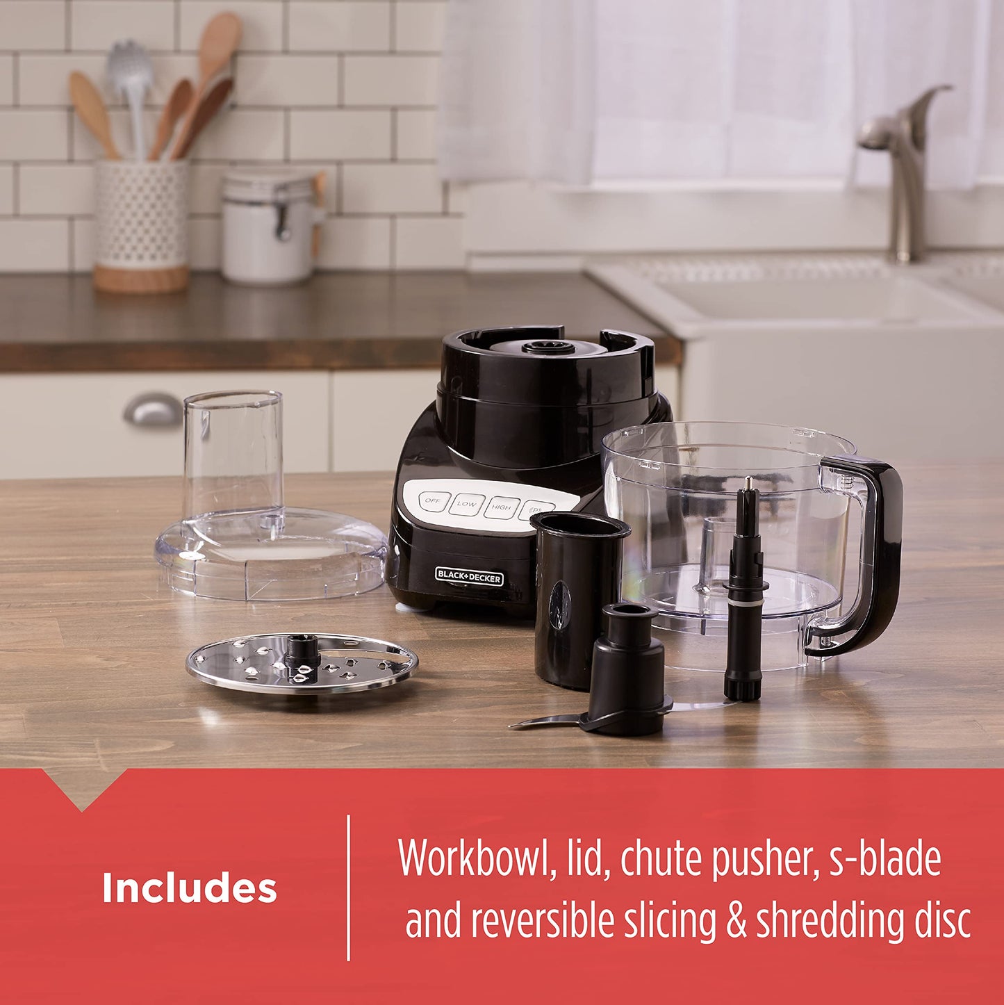 BLACK+DECKER 8-Cup Food Processor, Easy Assembly, Stainless Steel S-Blade, Shred