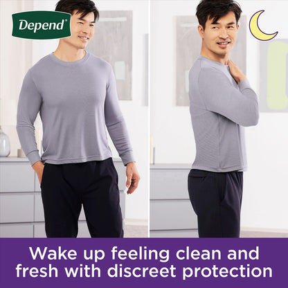 Depend Night Defense Adult Incontinence Underwear for Men, Disposable, Overnight, Small/Medium, Grey, 64 Count (4 Packs of 16), Packaging May Vary