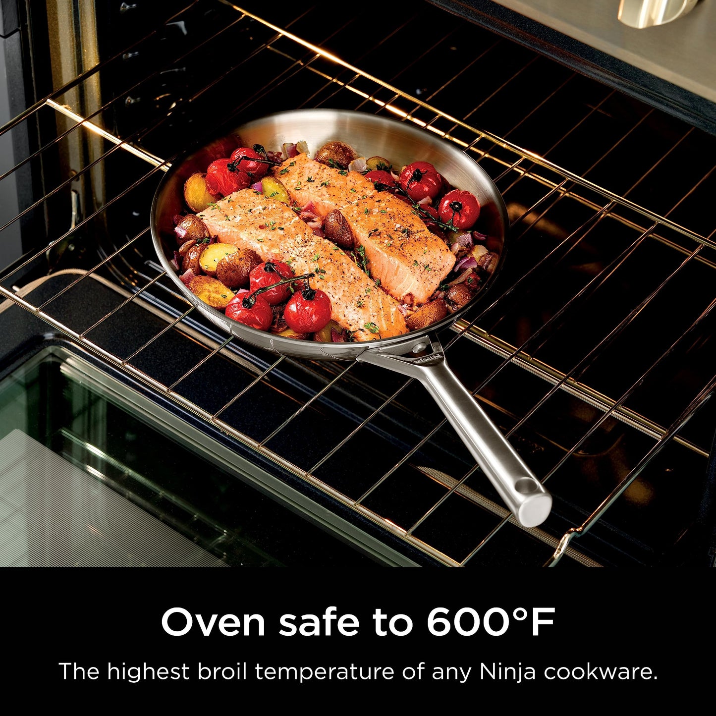 Ninja C90026 EverClad Commercial-Grade Stainless Steel 10.25" Fry Pan, Tri-Ply Pans, Oven Safe to 600°F, PFAS Safe, All Stovetops & Induction Compatible