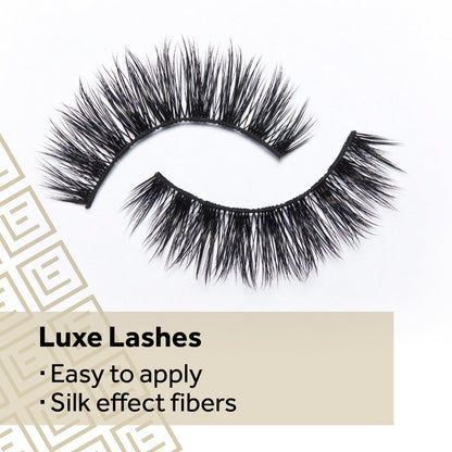 Eylure Luxe Silk Effect False Eyelashes, Marquise, Reusable, Adhesive Included, 1 Pair