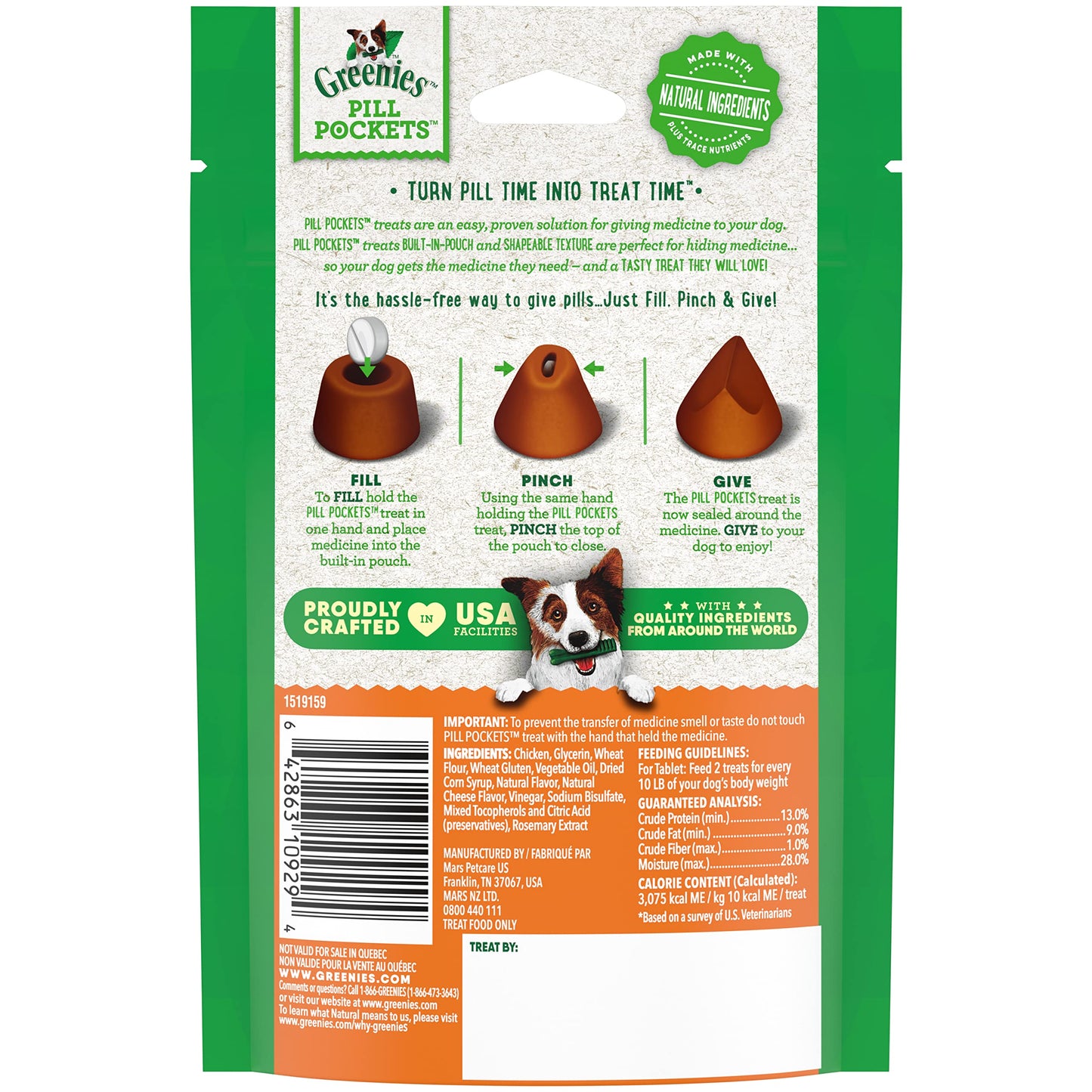 Greenies Pill Pockets for Dogs Tablet Size Natural Soft Dog Treats