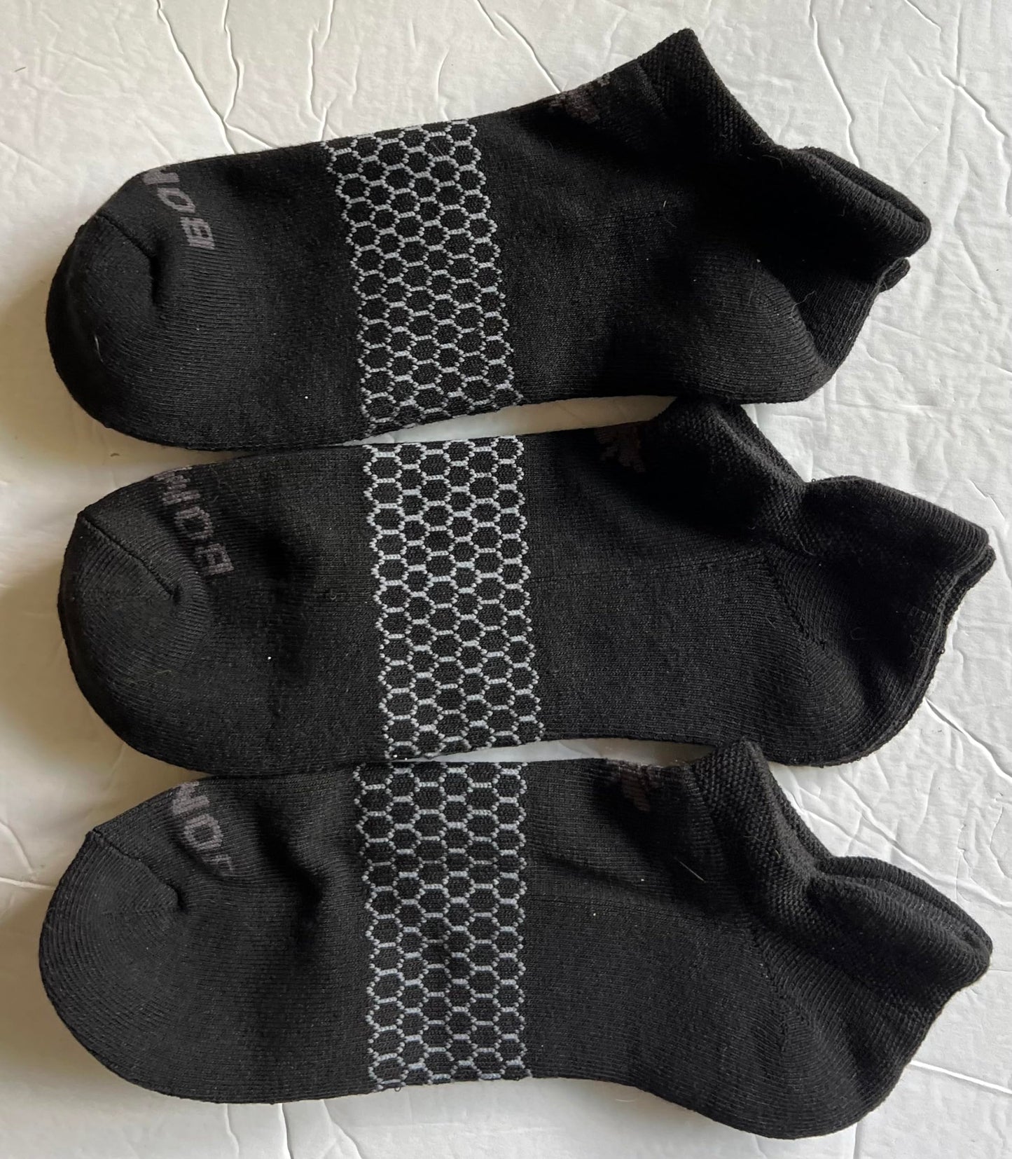 BOMBAS Unisex 3-Pack Ankle Socks LARGE Mens 9.5-13, Womens 11-13 Color Black