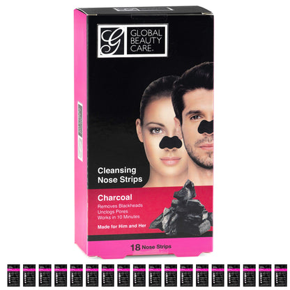 Global Beauty Care 18 Nose Cleansing Strips of Activated Charcoal Nose Strips For Blackheads Removal Charcoal Blackhead Remover Strips - 18 Ct