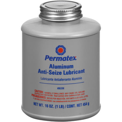 Permatex 80208 Anti-Seize Lubricant With Brush Top Bottle Prevents Galling, Corrosion, Seizing, Refined Blend Aluminum, Copper, And Graphite Lubricants For Spark Plugs 16 oz
