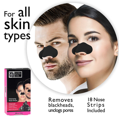 Global Beauty Care 18 Nose Cleansing Strips of Activated Charcoal Nose Strips For Blackheads Removal Charcoal Blackhead Remover Strips - 18 Ct