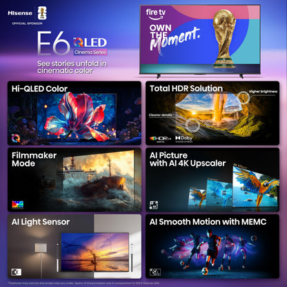 Hisense E6 Cinema Series Hi-QLED 4K UHD Smart Fire TV (E6QF) 2025
