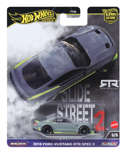 Hot Wheels Premium Car Culture Collectible Toy Car, 1:64 Scale Die-Cast Ford Mustang RTR, Slide Street Vehicle with Real Riders Tires