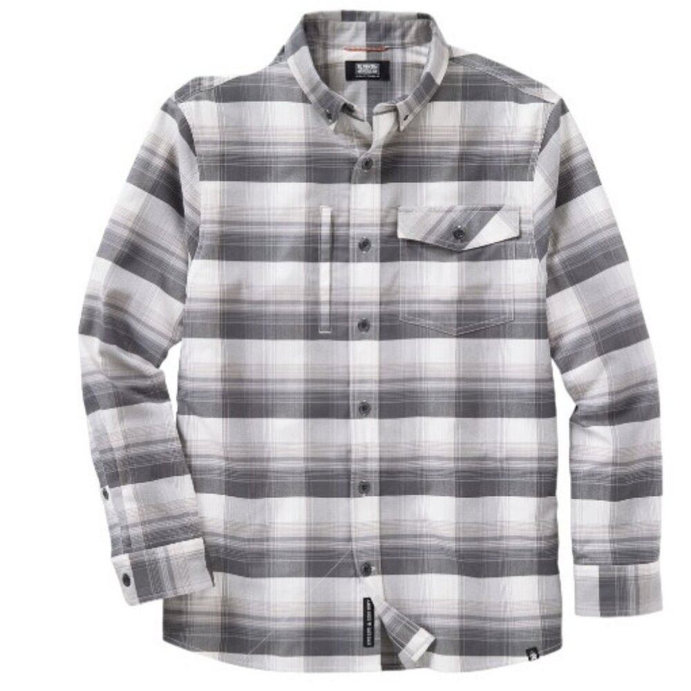 Men's AKHG Boar's Nest Standard Fit Flannel Shirt, Glacier Gray Plaid, 2XL Tall,