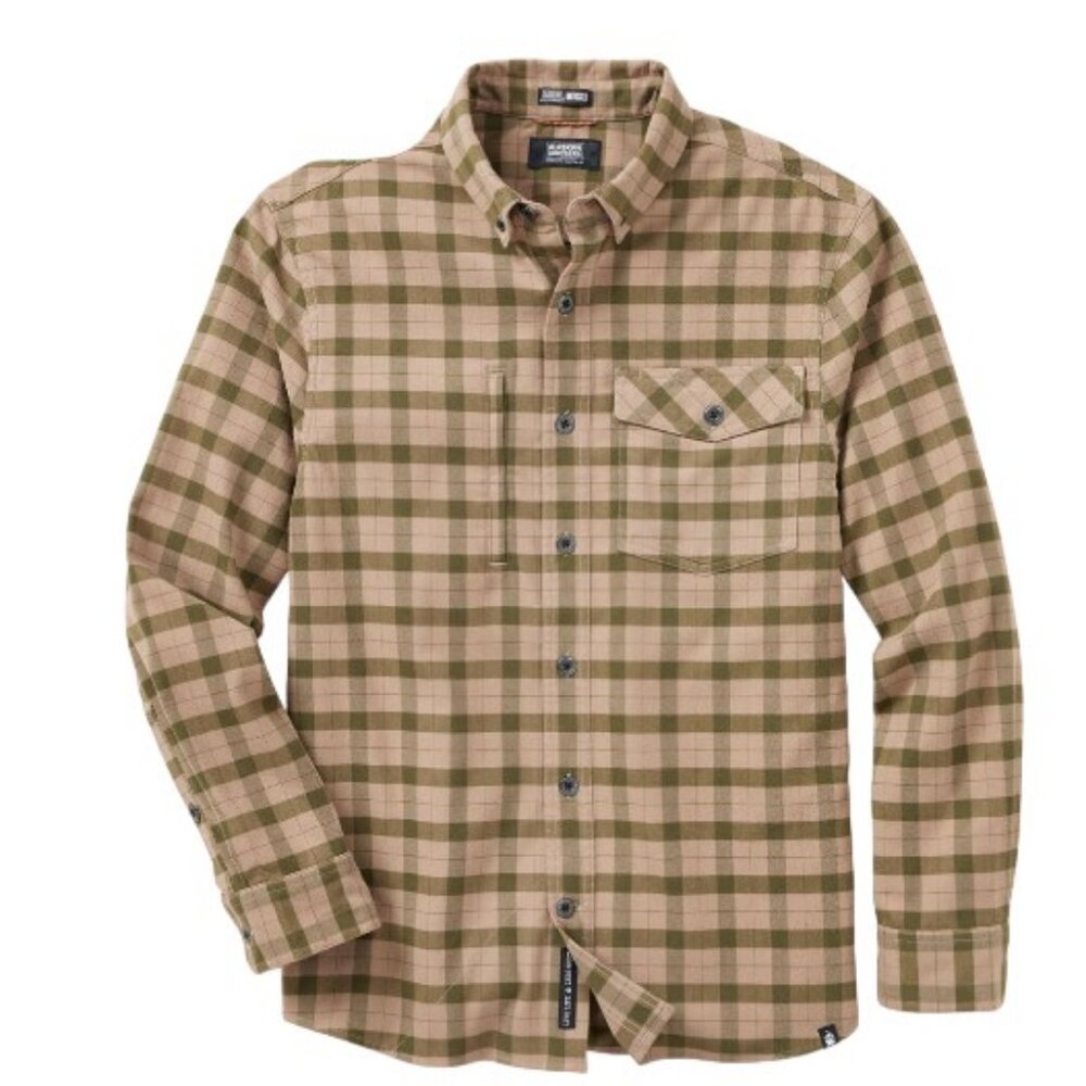 Men's AKHG Boar's Nest Standard Fit Flannel Shirt, Olive Night Plaid ,2XL