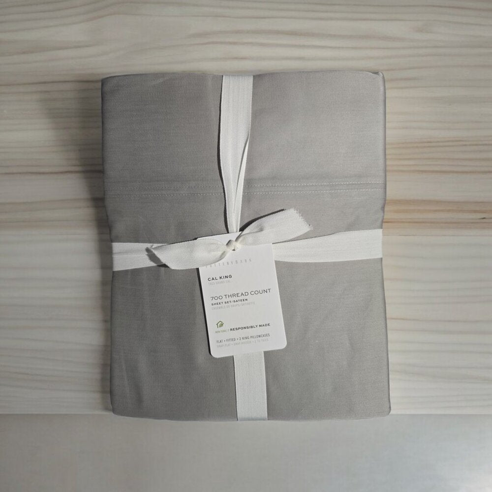 Pottery Barn 700-Thread-Count Sateen Sheet Set, Cal King Smoke Gray, NWT!