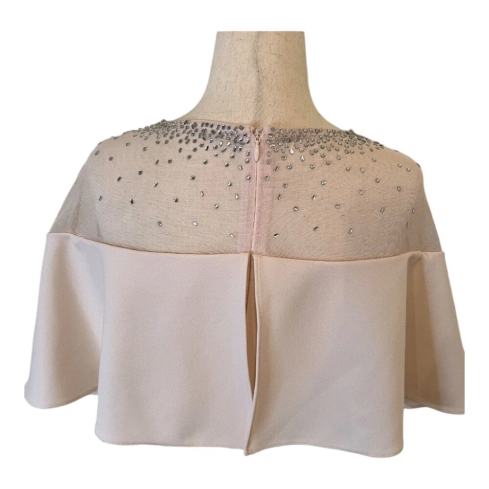 CK Beaded Cape Top Stretch Crepe Gown, Blush Pink. Size 16 194414931033