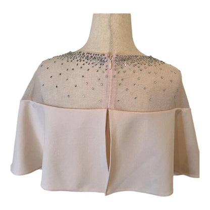 CK Beaded Cape Top Stretch Crepe Gown, Blush Pink. Size 16 194414931033