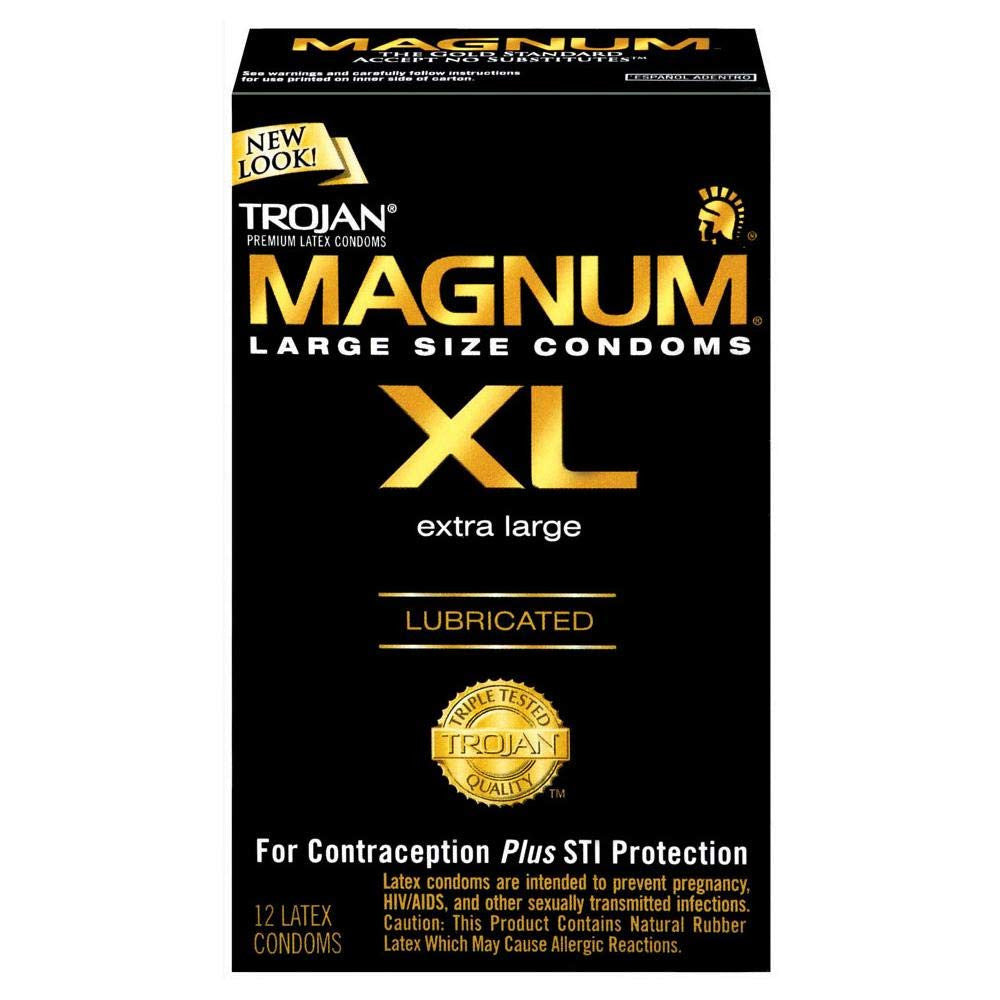 Trojan Magnum XL Size Lubricated Latex Condoms - 12 ct, Pack of 4