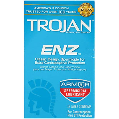 Trojan ENZ Armor Spermicidal Lubricated Condoms - 12 Count