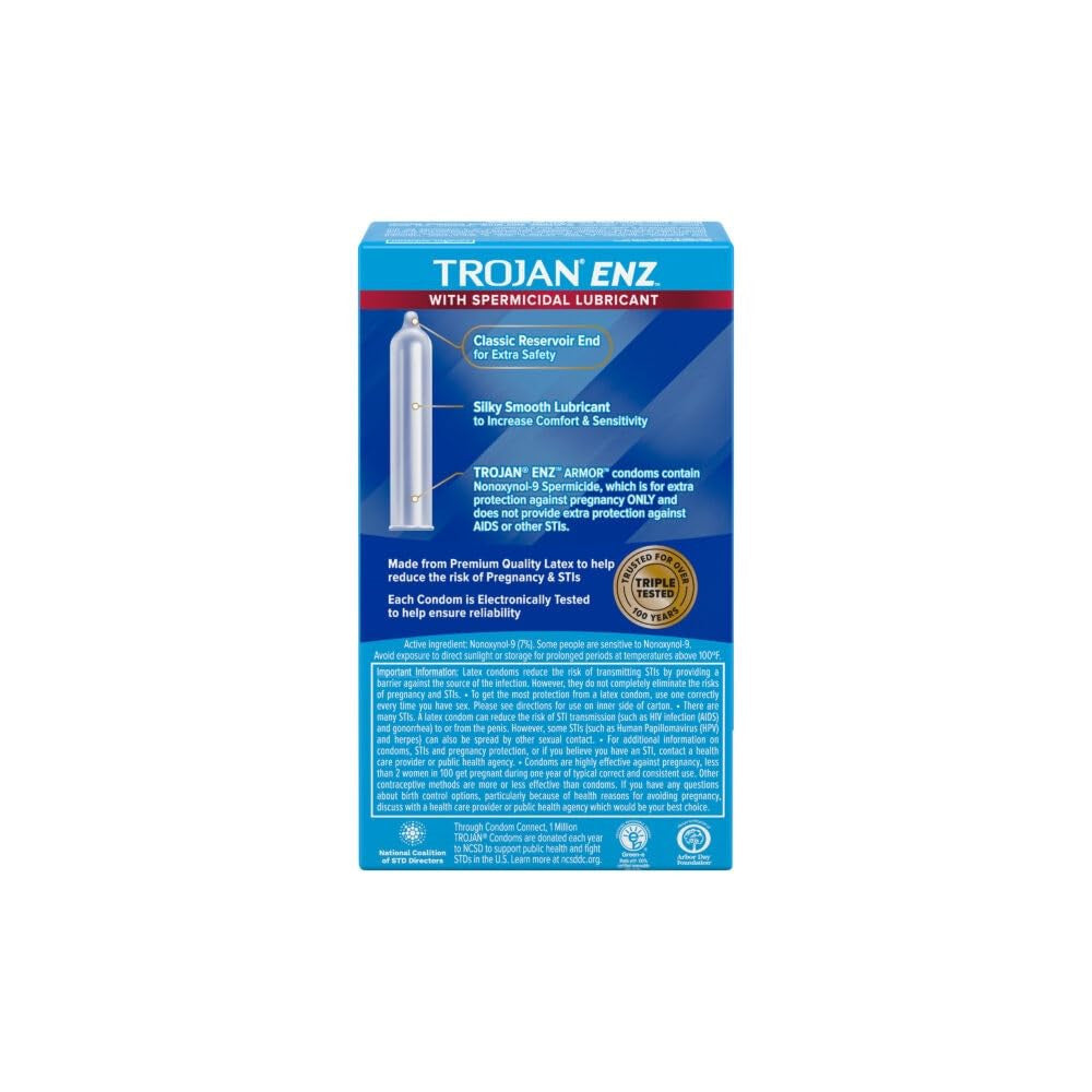 Trojan Enz Spermicidal Latex Condoms - 12ct, Pack of 4