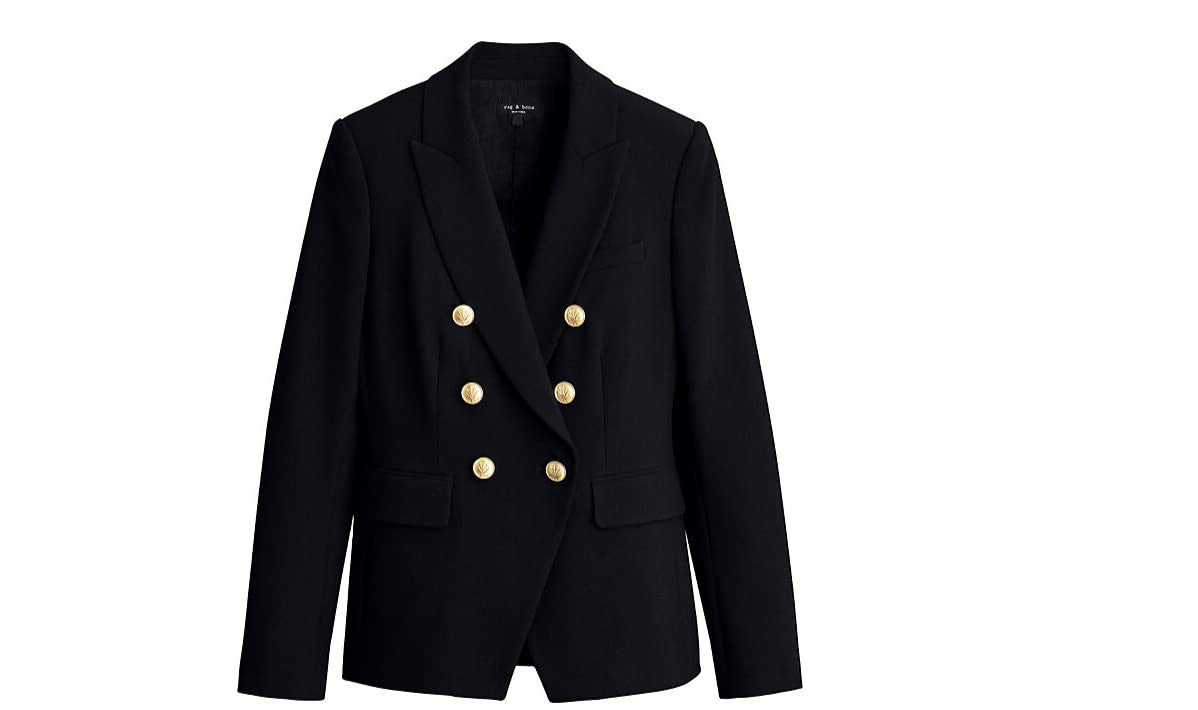 Rag & Bone Women's Preston Black Crepe Double Breasted Blazer
