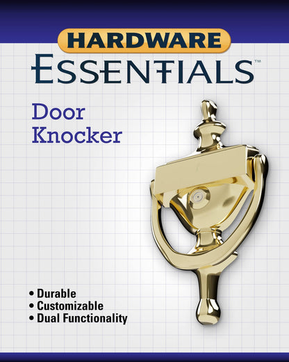 Hardware Essentials Bright Brass Door Knocker 7in