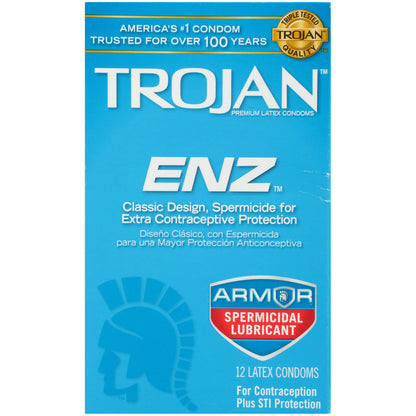 Trojan ENZ Armor Spermicidal Lubricated Condoms - 12 Count (Packaging May Vary)