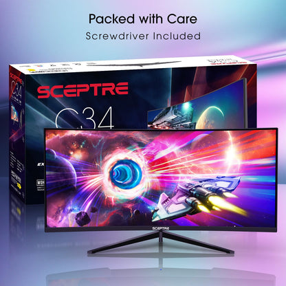 Sceptre 34-Inch Curved Ultrawide WQHD Monitor 3440 x 1440 R1500 up to 165Hz