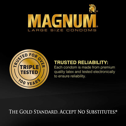 Trojan Magnum XL Size Lubricated Latex Condoms - 12 ct, Pack of 6