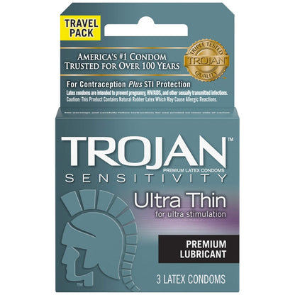 TROJAN Sensitivity Ultra Thin Lubricated Condoms (Pack of 1) 3 Count