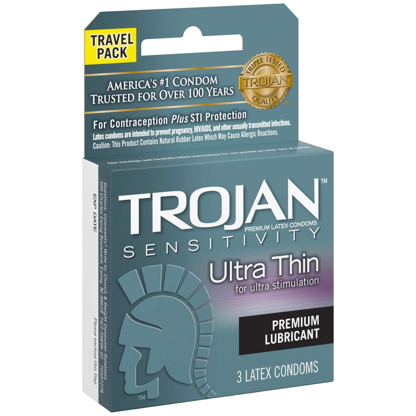 TROJAN Sensitivity Ultra Thin Lubricated Condoms (Pack of 1) 3 Count