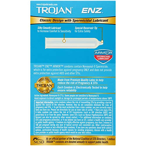 Trojan ENZ Armor Spermicidal Lubricated Condoms - 12 Count