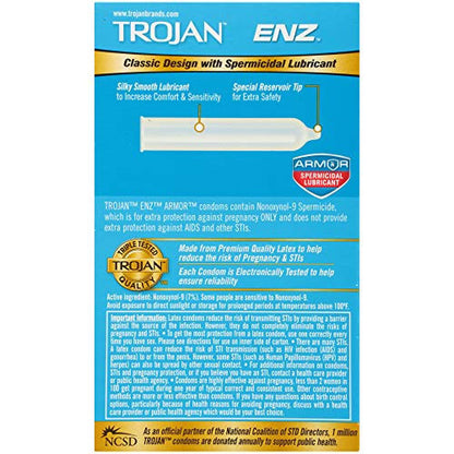 Trojan ENZ Armor Spermicidal Lubricated Condoms - 12 Count